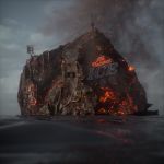 Visual allegory depicting the contradictory coexistence between humanity and nature.